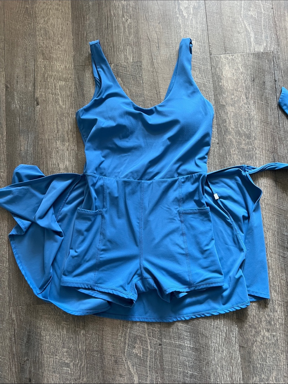JoyLab Bright Blue Sleeveless Wrap Romper - Picture 2 of 5